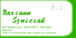 mariann szmicsak business card